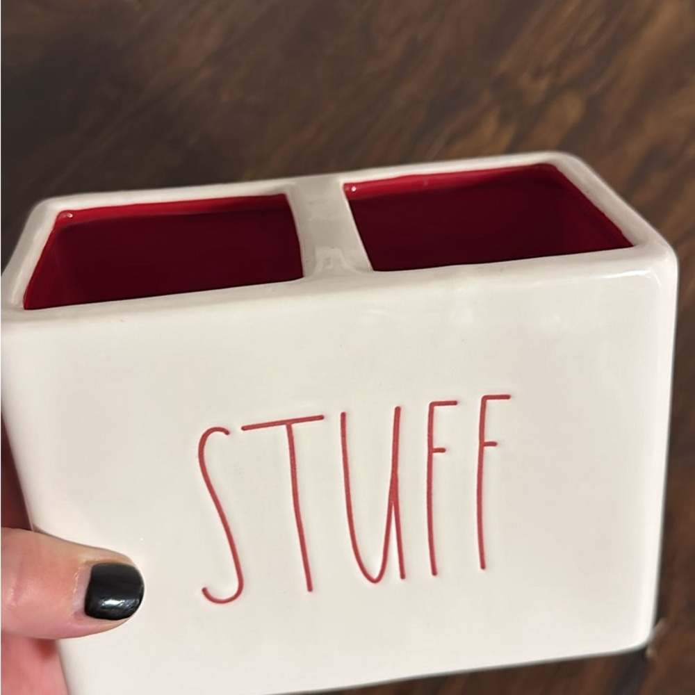 Rae Dunn “STUFF” organizer for office utensils!